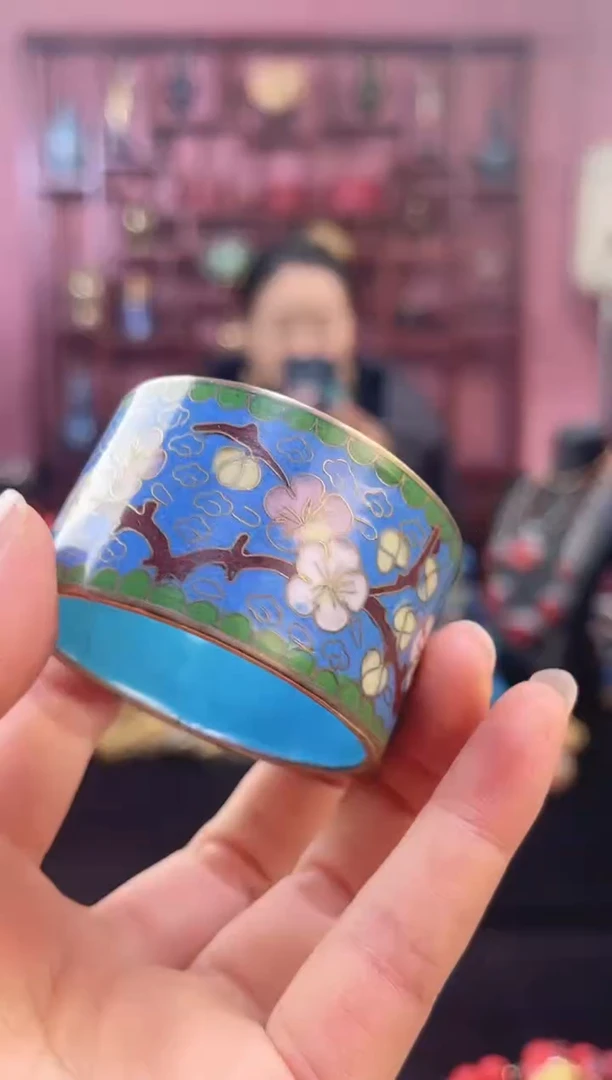 非遗 景泰蓝围巾扣 湖蓝
