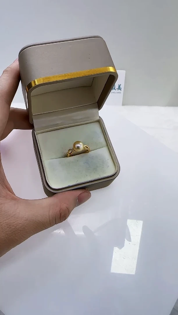 银S925镶嵌海水珍珠DA A377 羽皇金8-9