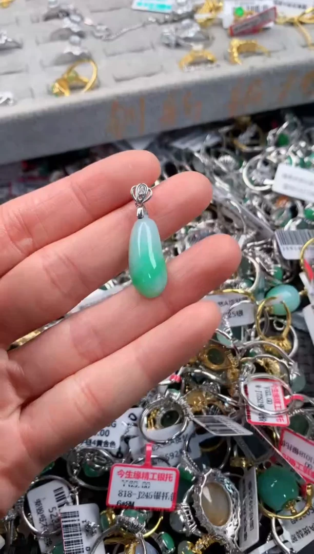 银S925镶嵌戒指翡翠5                    9