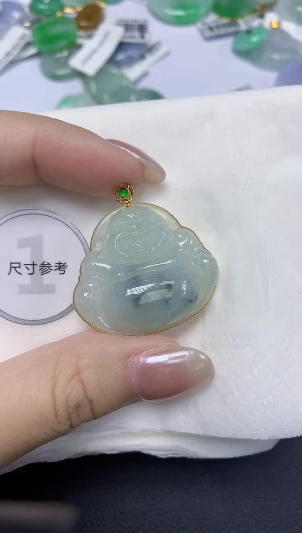 翡翠18K金镶嵌颈饰天然缅甸翡翠A货百元以上9元证书费自理