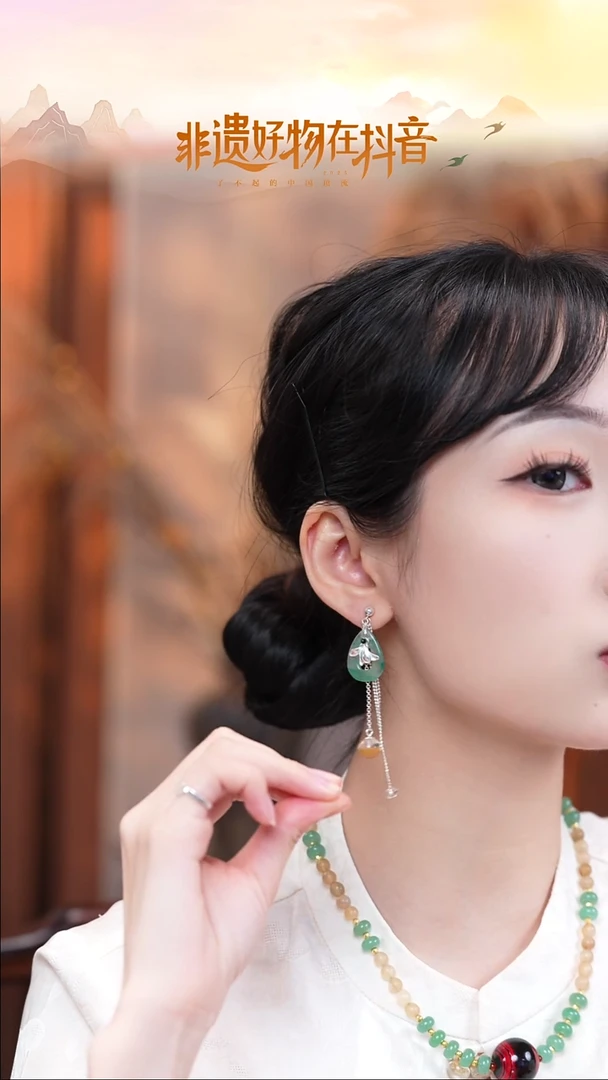 合金无925银镂空水滴翡翡+shui晶晶