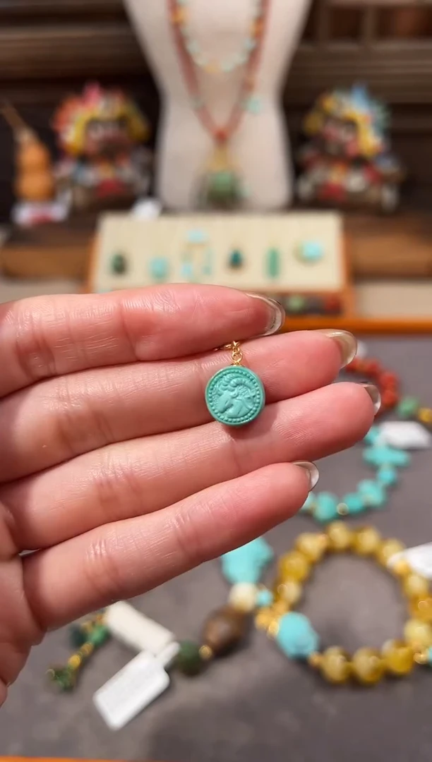 18K金镶嵌绿松石提溜绿松石白羊座提溜