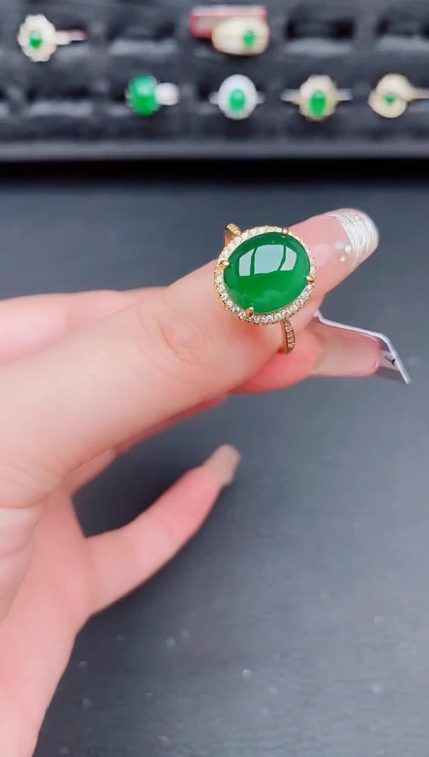 翡翠戒指银S925镶嵌天然a货翡翠533
