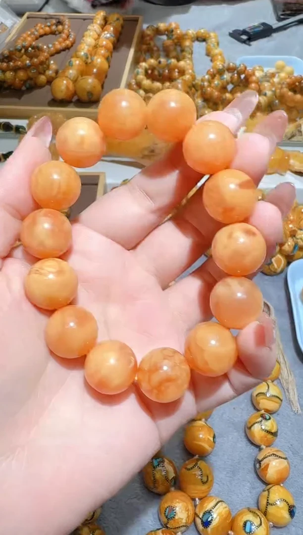 蜜蜡颈饰未镶嵌7116天然蜜蜡珠宝奇石全都保真