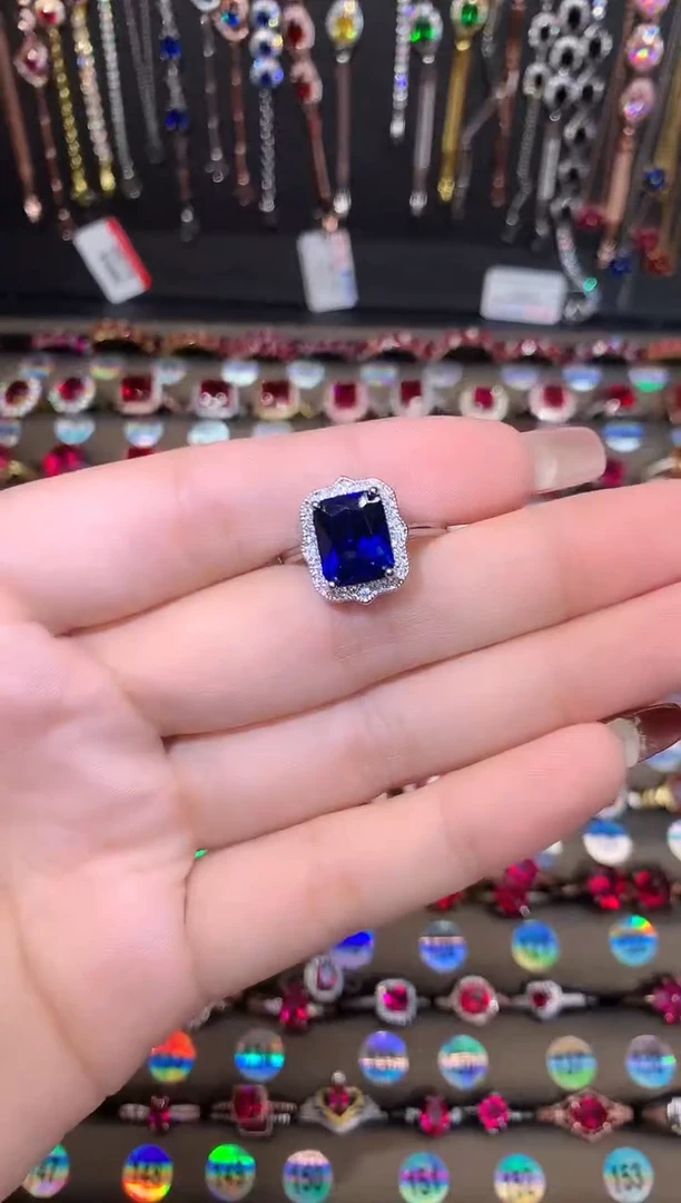 【闪购商品】蓝宝石戒指银S925镶嵌银色