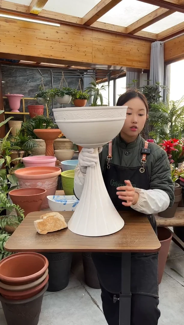 30.5*51/11NZ30/白色花纹浮雕可拆卸酒杯花盆