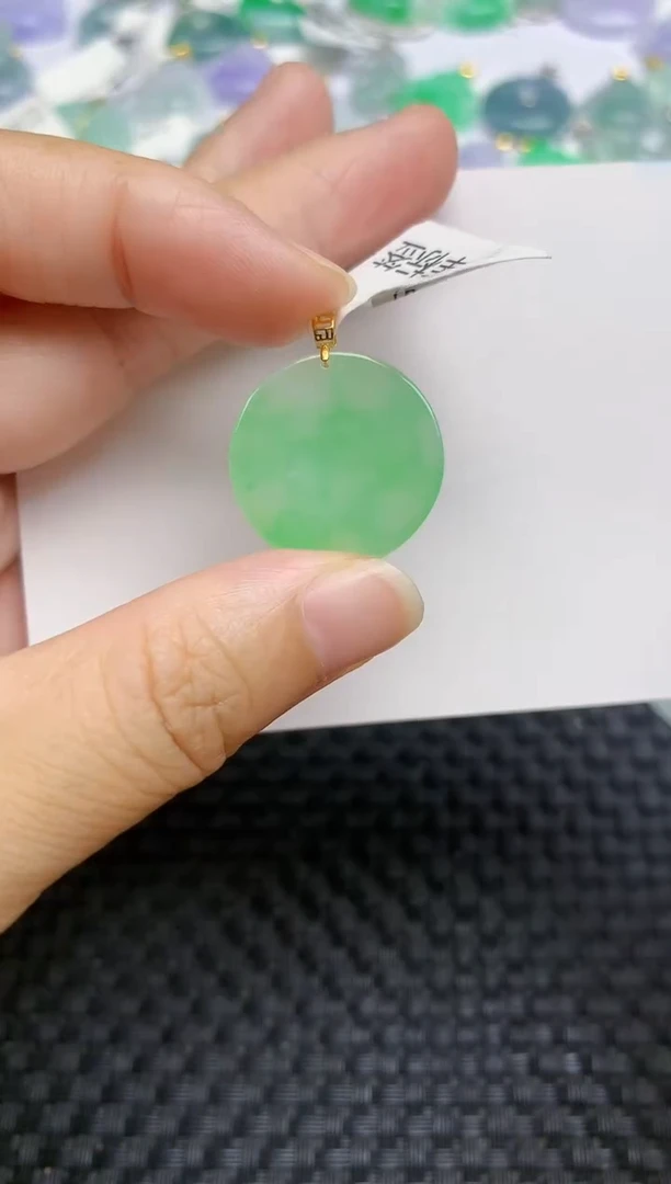 翡翠18K金镶嵌颈饰天然缅甸A货翡翠百元以上9元证书费自理