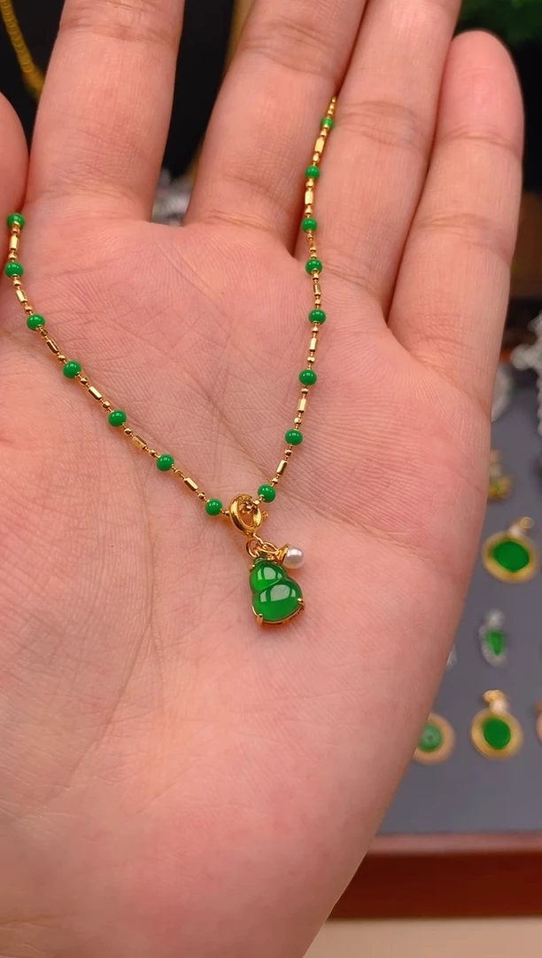 【闪购商品】翡翠吊坠(不含链)银S925镶嵌葫芦万能扣