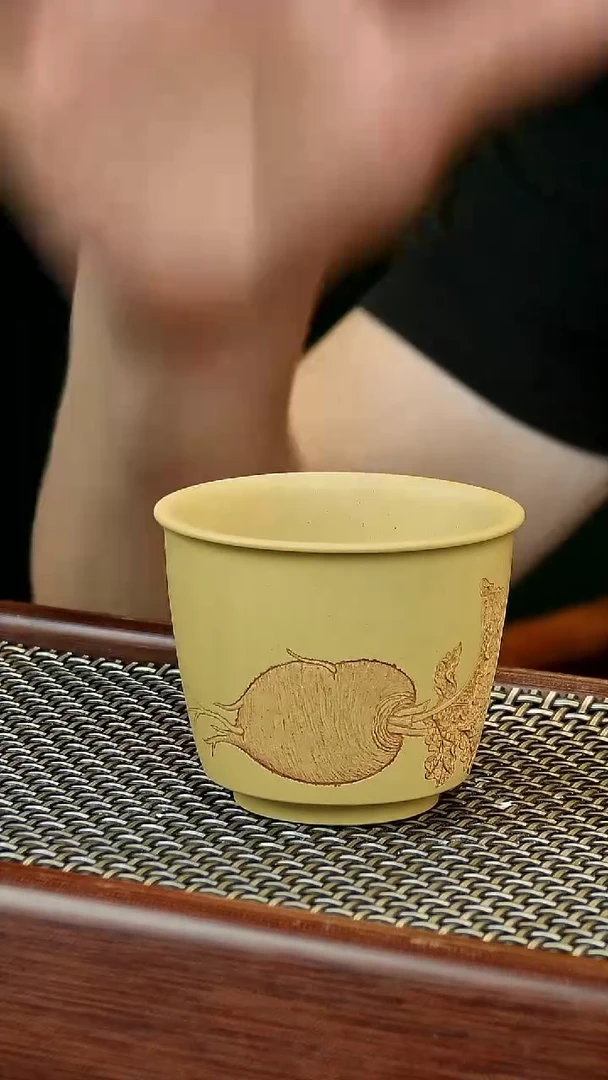 茶壶紫砂各有所爱浮雕杯子110cc