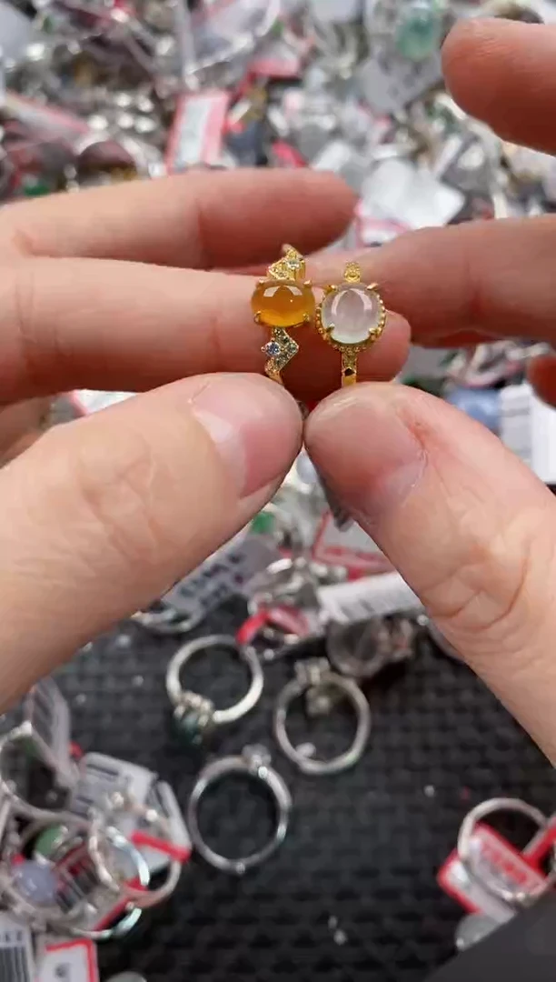 银S925镶嵌戒指翡翠666----1