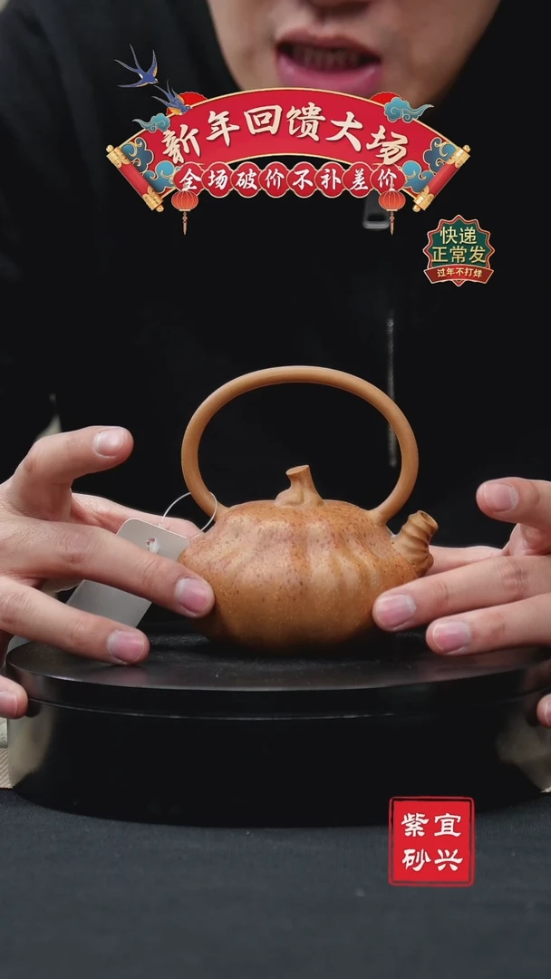 【闪购商品】紫砂茶壶206 南瓜提梁 手工紫砂壶