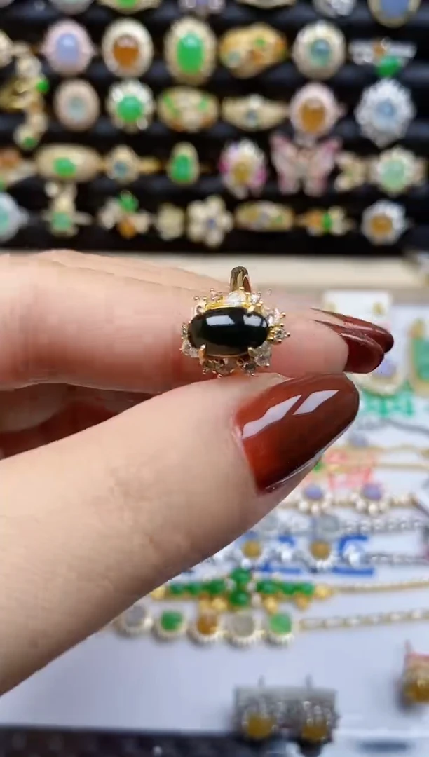 银S925镶嵌戒指翡翠1826