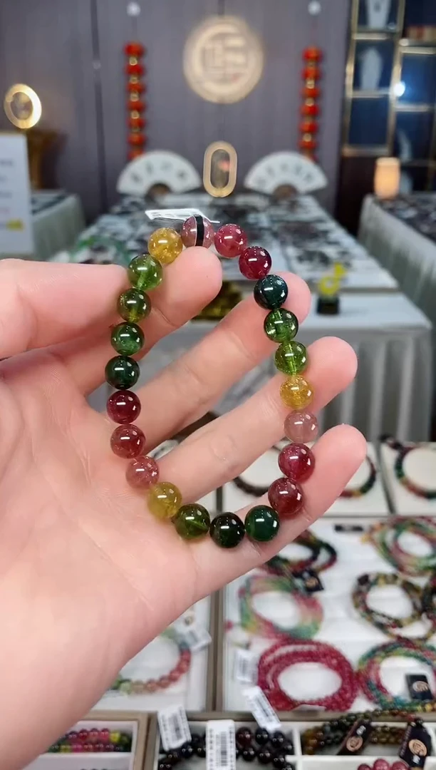 未镶嵌收藏级老矿碧玺单圈手串8mm+碧玺xion多样性发货一条