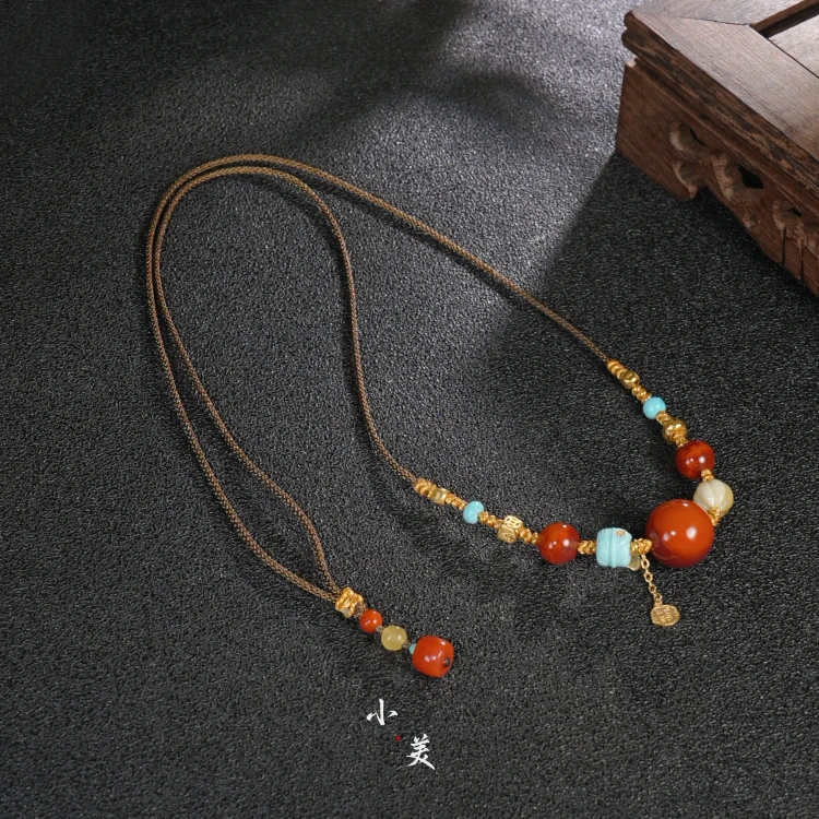 18K金南红绿松多宝项链（多样性发）G80209