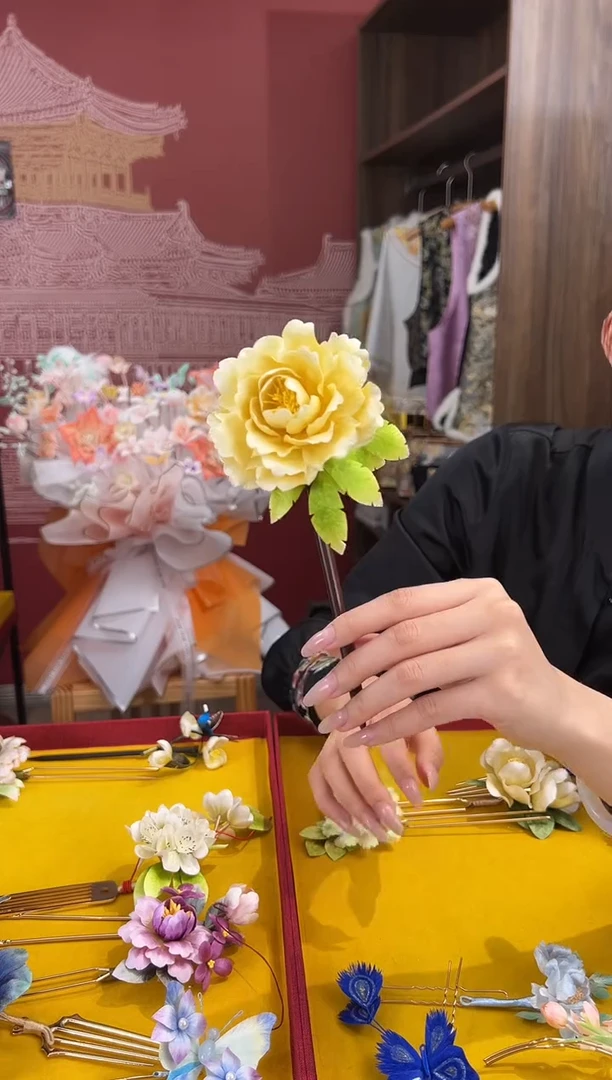 【闪购商品】刺绣非遗绒花（发饰）