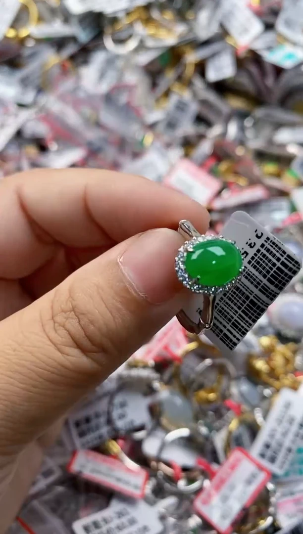 翡翠戒指银S925镶嵌444444   6