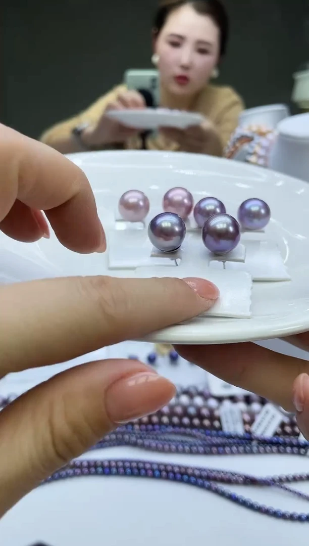 未镶嵌耳饰淡水珍珠紫色系耳饰