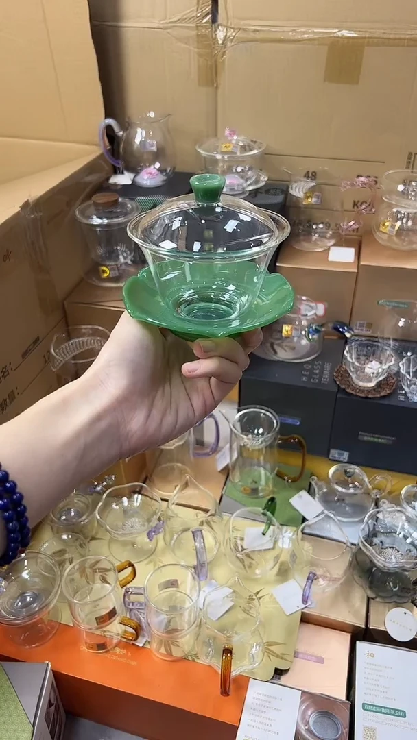 @@禾器晶彩荷叶盖碗翡翠玉