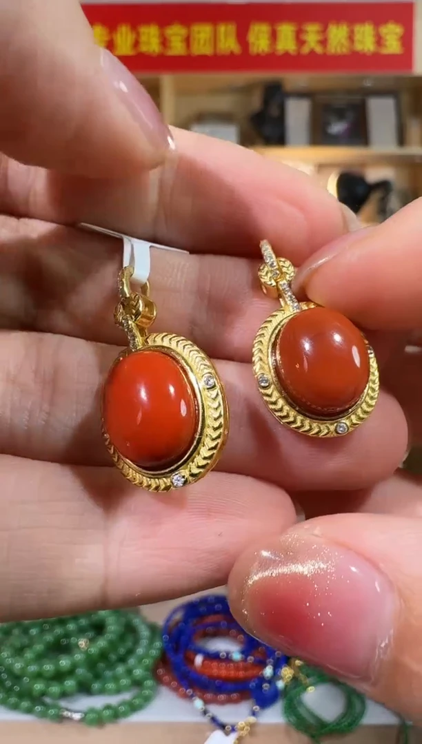 吊坠(不含链)银S925镶嵌南红玛瑙南红玛瑙吊坠