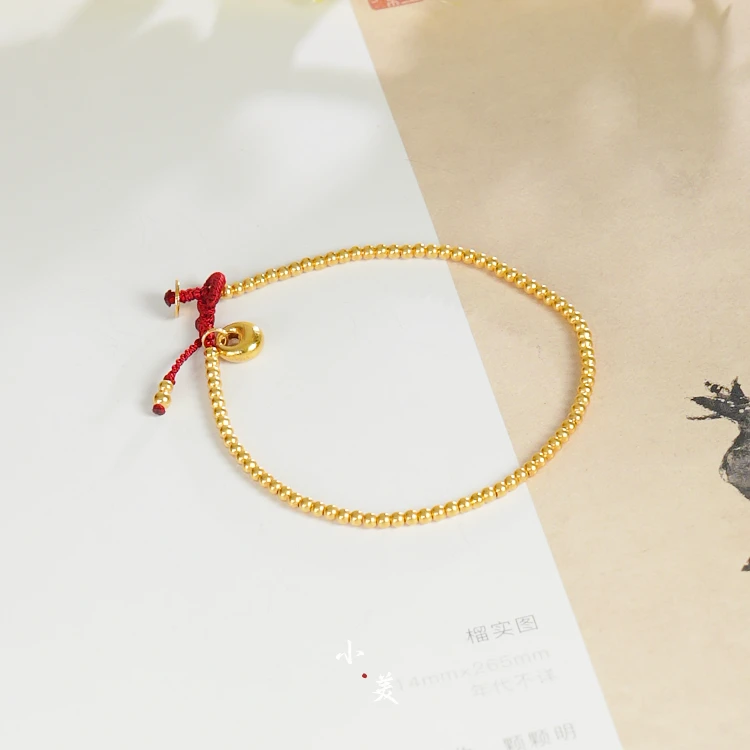 18K金胖福金珠红手绳 G90351