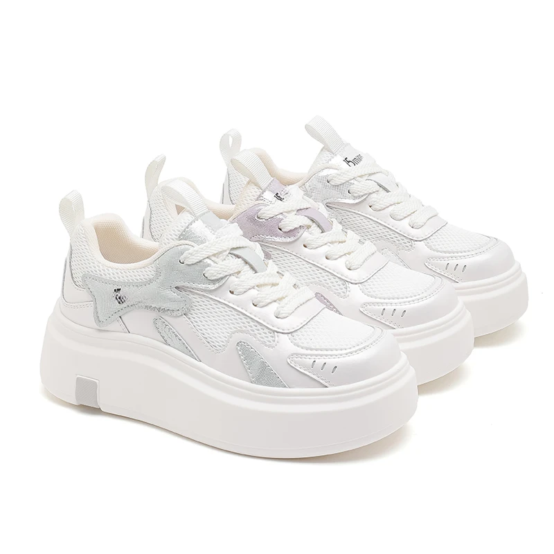 夏季网面增高板鞋时尚休闲透气轻便女士运动鞋25163