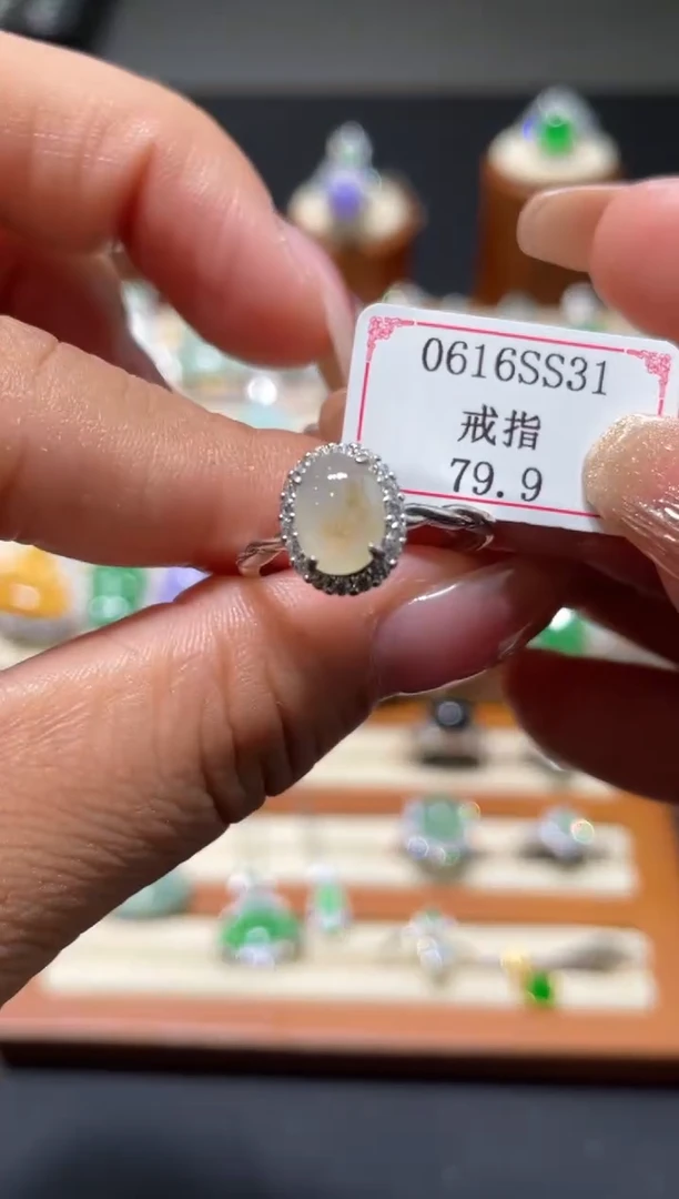 翡翠戒指银S925镶嵌1**80616SS31