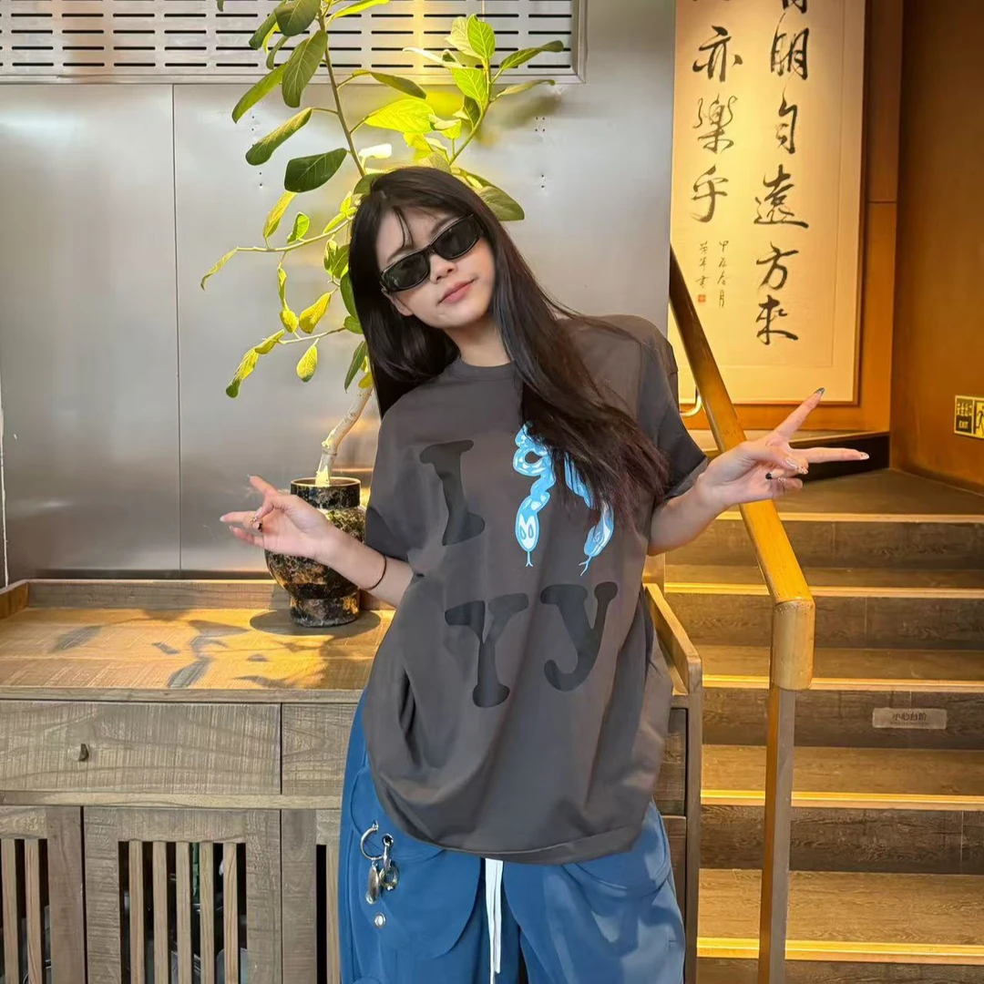 SHIMMER/设计师品牌OPEN YY25春季小蛇蝴蝶结休闲百搭圆领短袖T恤