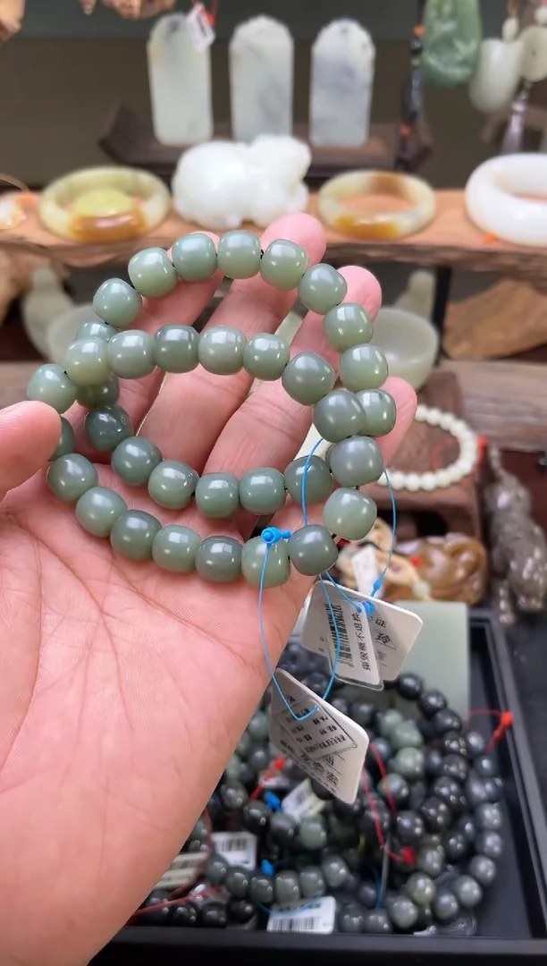 【闪购商品】和田玉手串未镶嵌卡若羌毛毛矿纯肉老型多样性发一