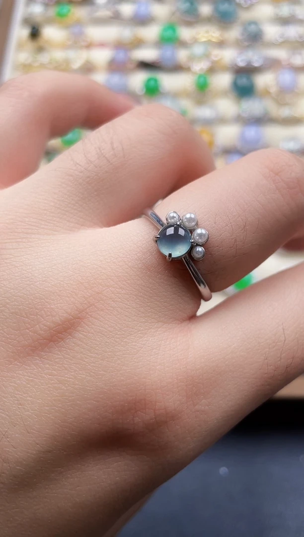 银S925镶嵌戒指翡翠1