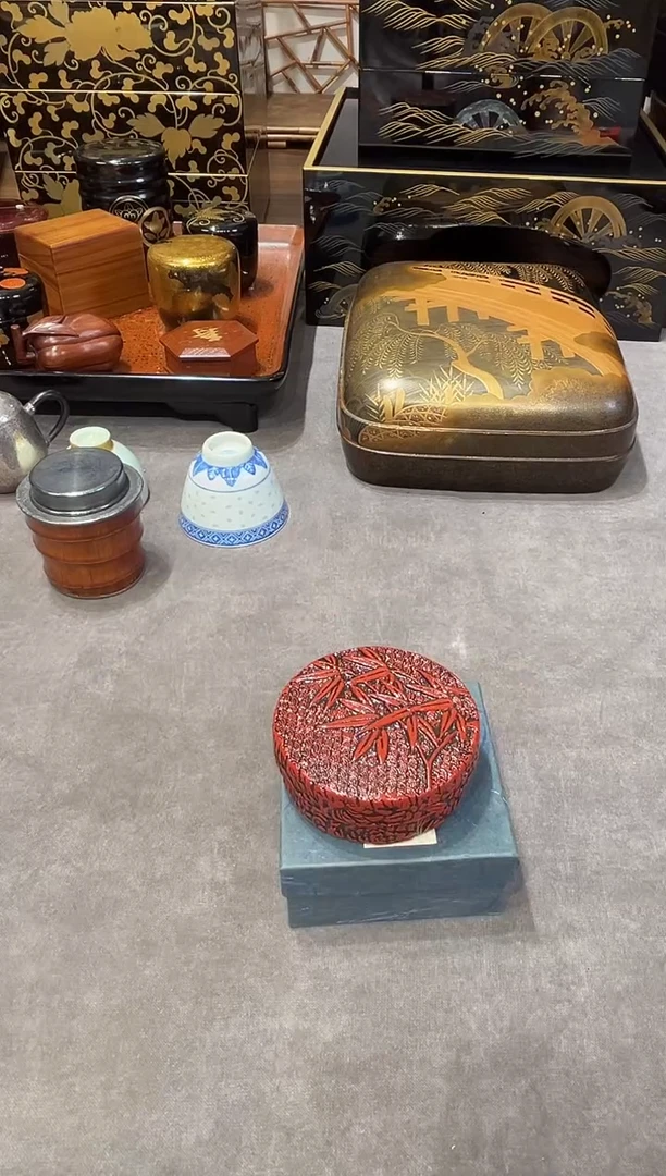 京堆朱 香盒   大漆漆器大漆漆器