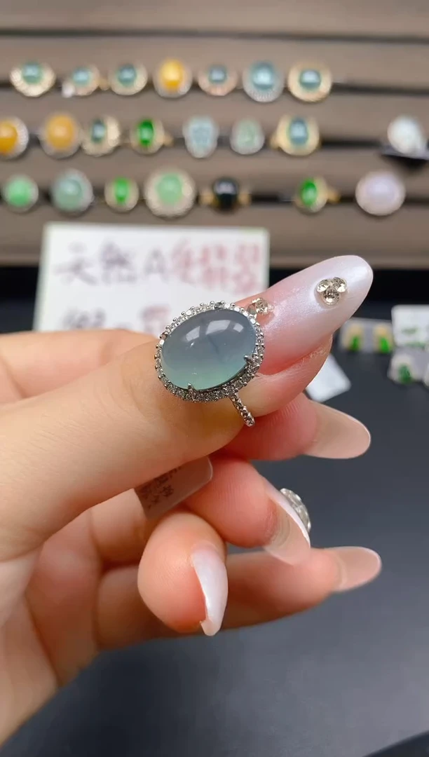 翡翠戒指银S925镶嵌1212