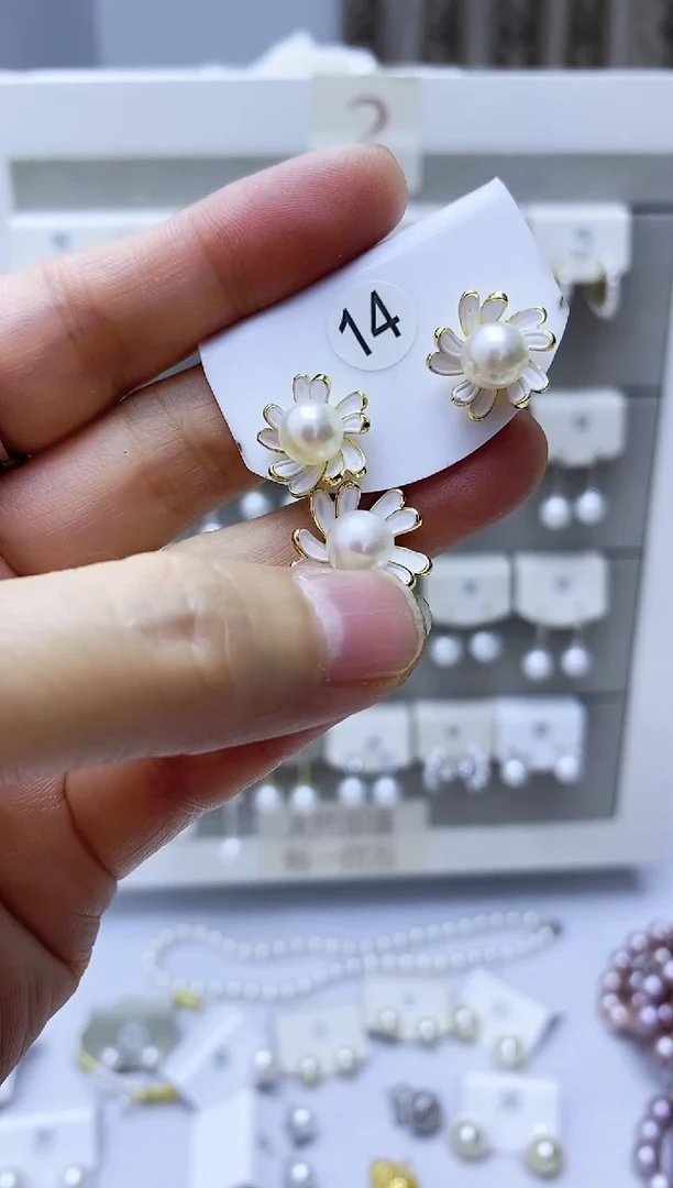 银S925镶嵌海水珍珠耳饰14套