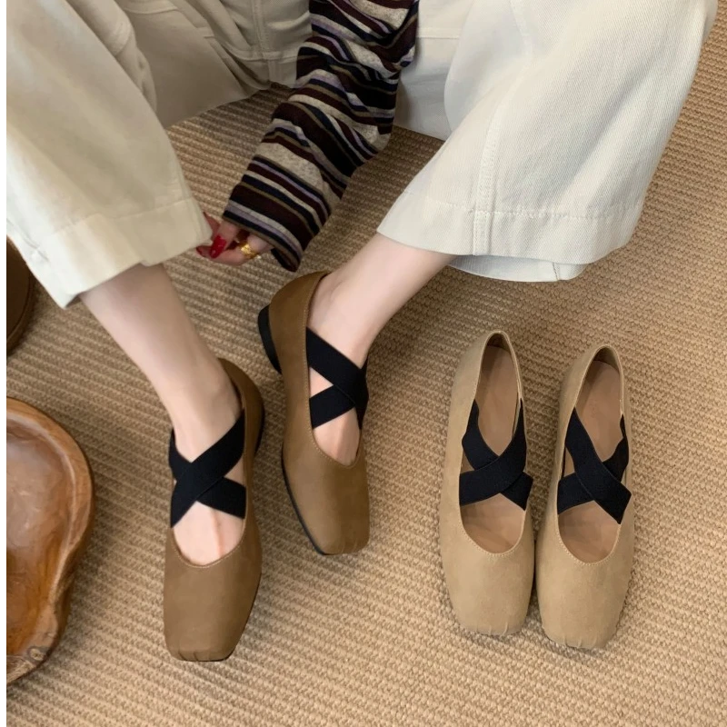 2025新款仙女风玛丽珍芭蕾舞鞋方头复古轻便单鞋女奶奶猪鼻子女鞋