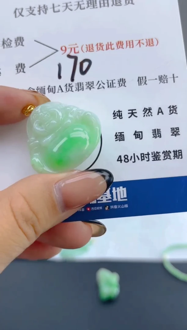 颈饰18K金镶嵌翡翠纯天然缅甸翡翠A货