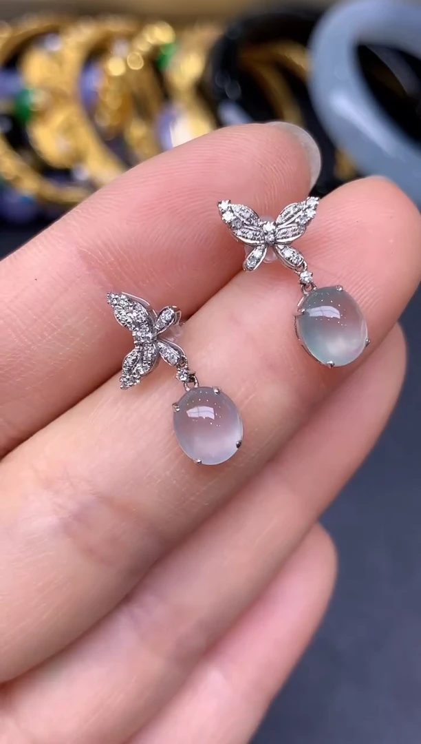 18K金镶嵌翡翠耳饰142-雪姐翡翠天天见