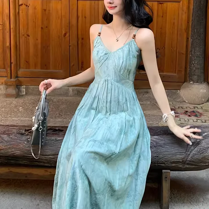 依漾自制-【蝉鸣盛夏】原创新款显瘦收腰连衣裙-B5185K