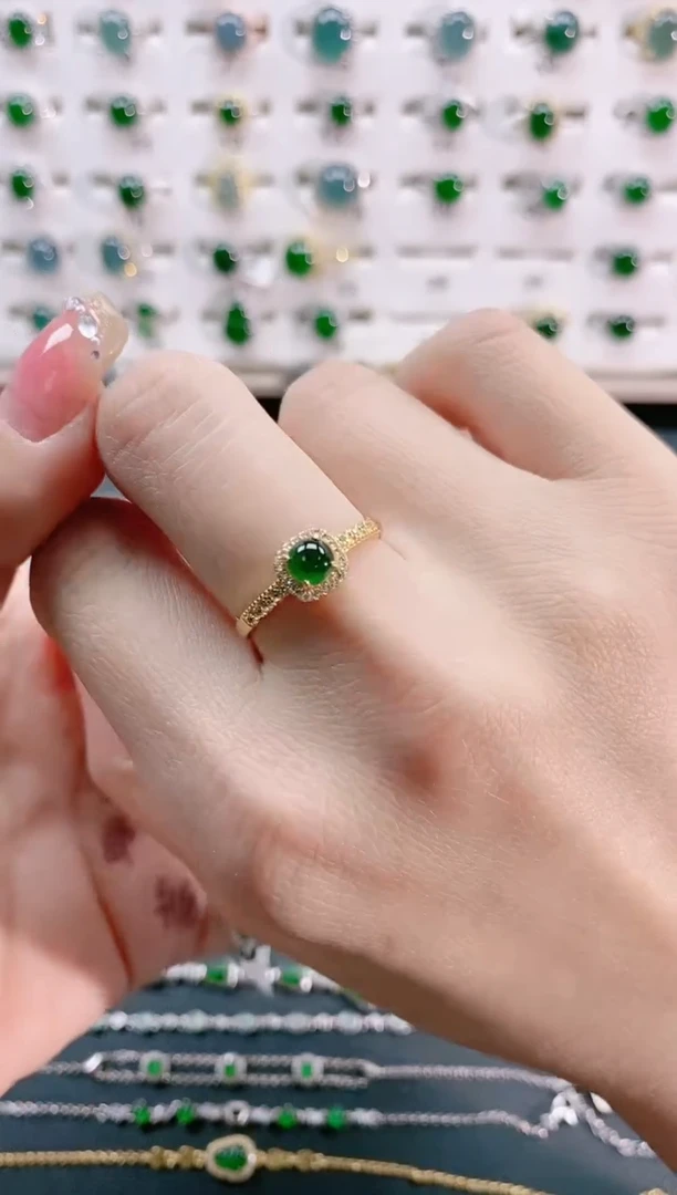 【闪购商品】翡翠戒指银S925镶嵌天然翡翠