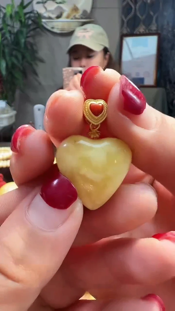 银S925镶嵌蜜蜡裸石蜜蜡镶嵌爱心