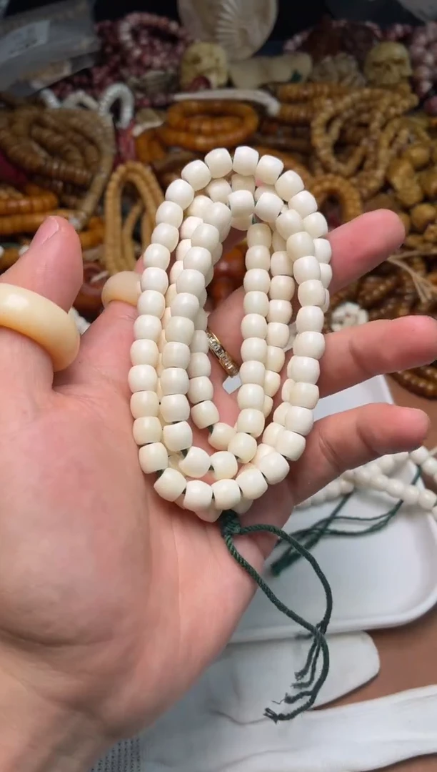 牛骨手串/手链N124 骨瓷白长串 有棕裂