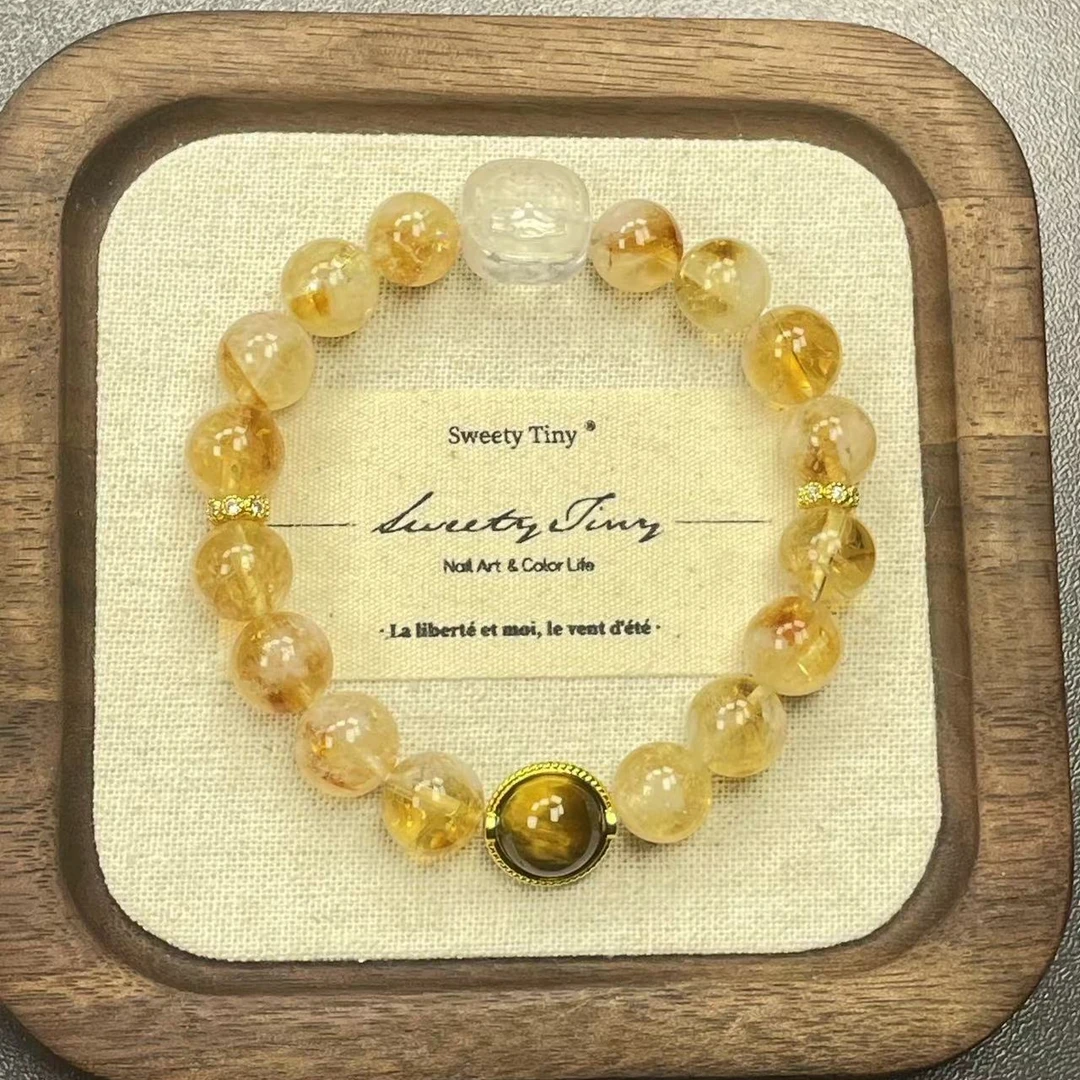 【柒加壹严选】天然黄塔晶水晶10mm+黄虎眼10mm+扎基拉姆雕刻件手串