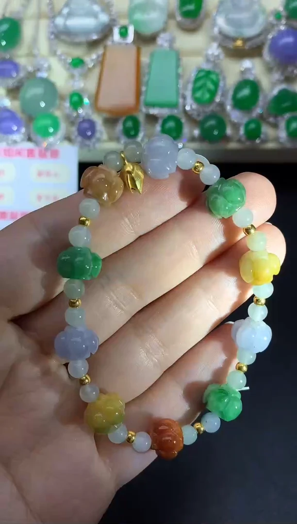 足金镶嵌手链翡翠184-中国好珍宝