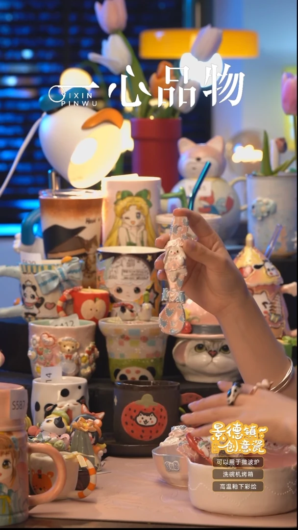 杯子S555景德镇手工手绘杯子摆件