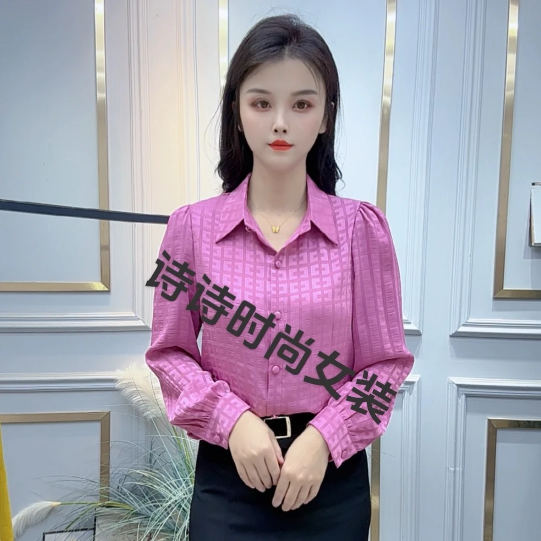 简约时尚长袖衬衫女2025秋季新款宽松遮肚子洋气衬衣百搭气质上衣