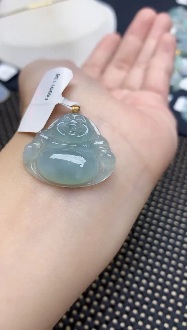 颈饰18K金镶嵌翡翠天然缅甸A货翡翠
