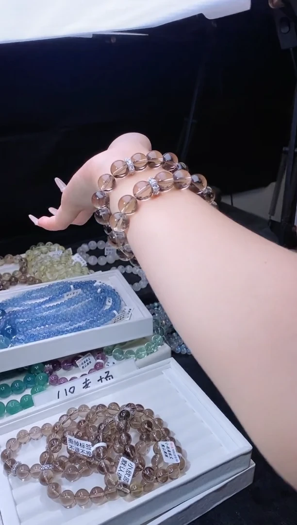 水晶手链合金613.11茶晶手串 多样性发其一 香槟茶晶