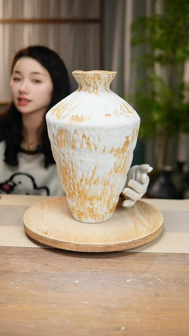 【闪购商品】陶瓷  花器诧寂黄高脚