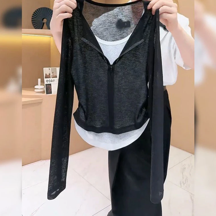 假两件设计开衫长袖衬衫2025新款时尚休闲韩版独特通勤防晒衫上衣