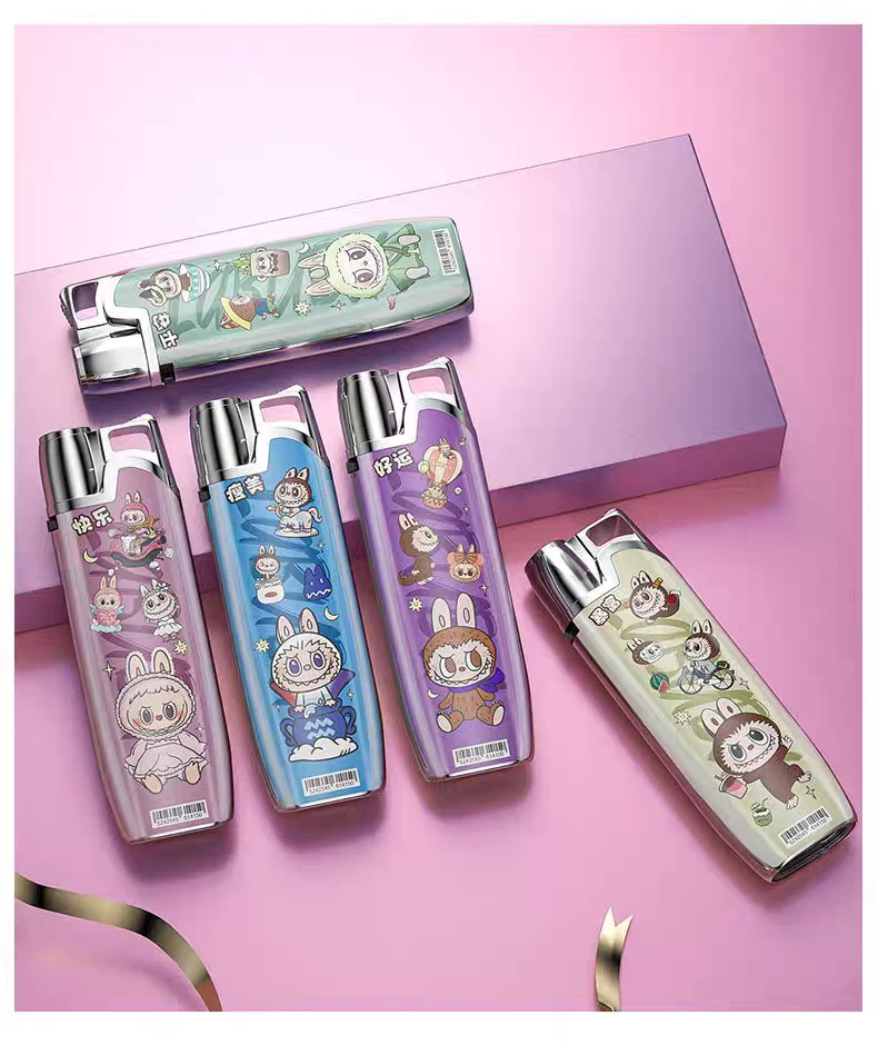 新款个性创意炫酷网红拉布布高颜值充气火焰耐用打火机定制带挂绳