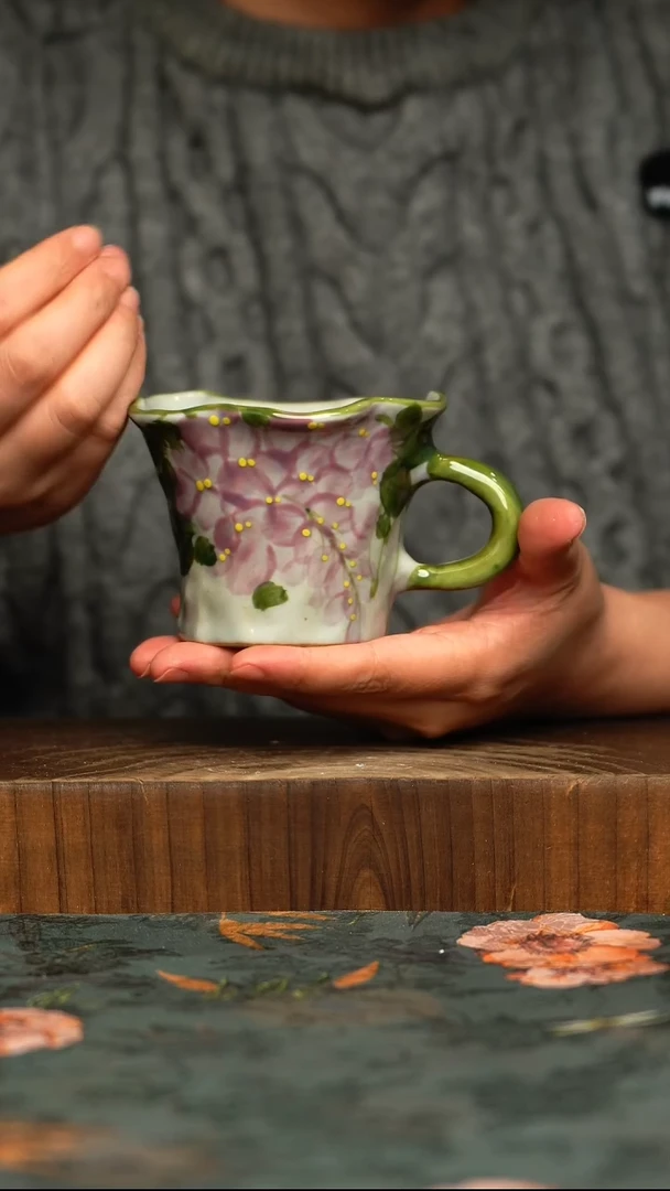 杯釉下彩手工手绘同款陶器