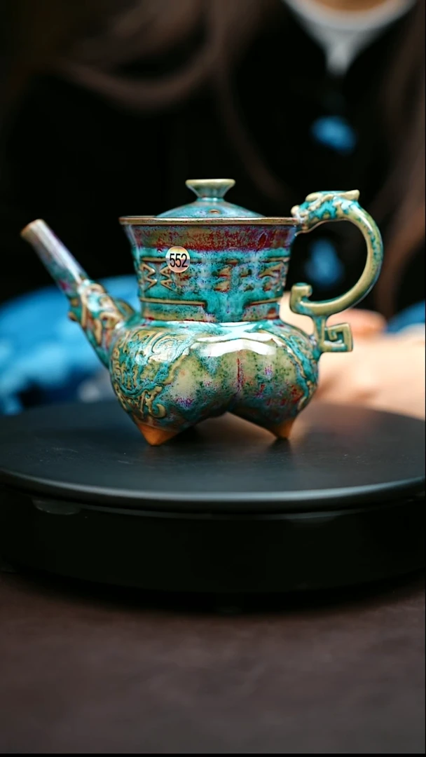 552#原矿钧瓷炉钧釉仰韶壶